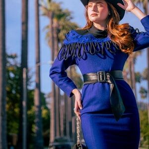 80s Vintage Western Wool Fringe Dress by Flourence Italian 💙🤠